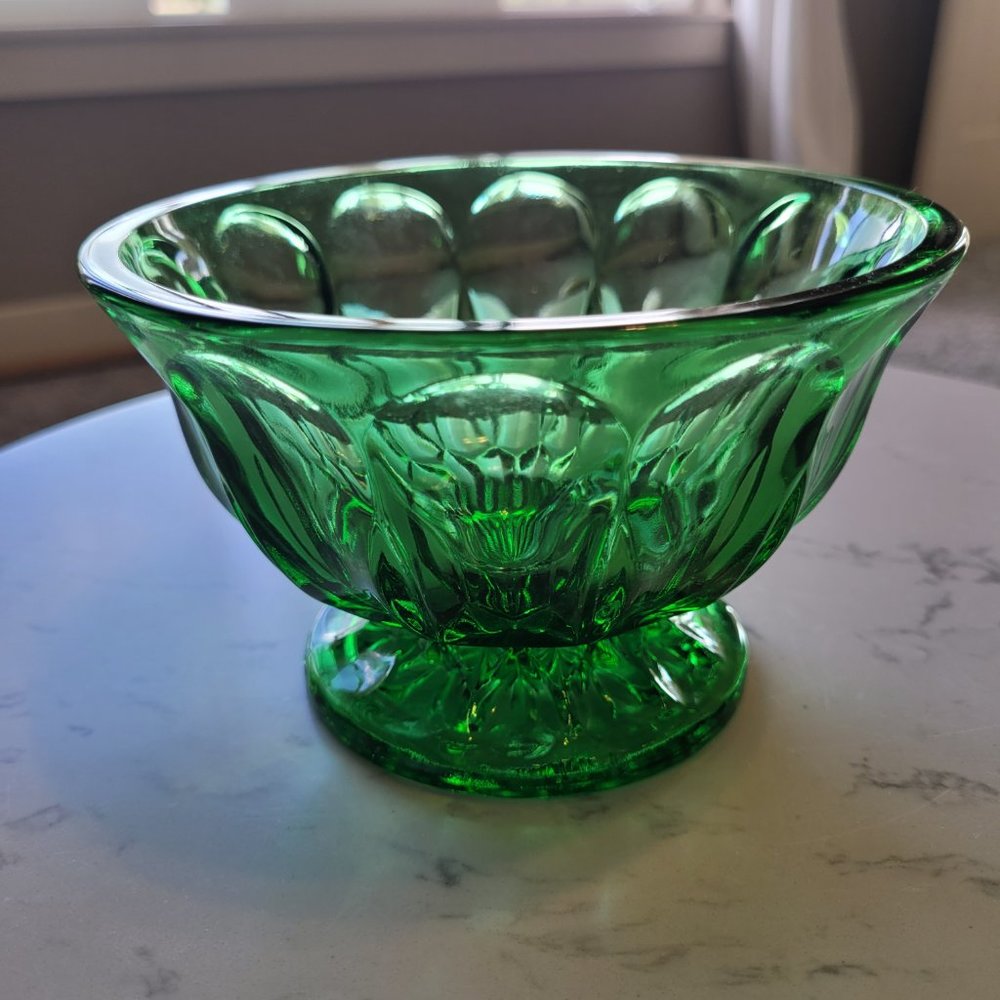 Vintage Fairfield Pattern Footed Pedestal Compote Candy Dish Green